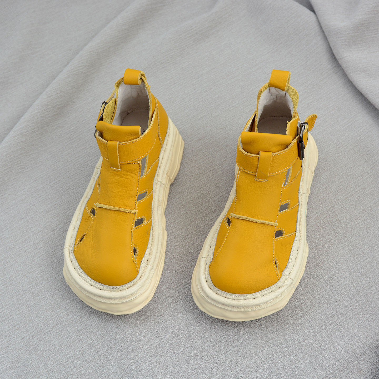 真皮镂空厚底马丁靴罗马凉鞋凉靴