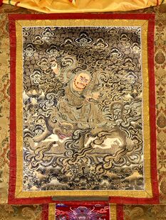 青海热贡精品忿怒金刚名师亲工手绘纯金矿彩唐卡装饰风水画73*53