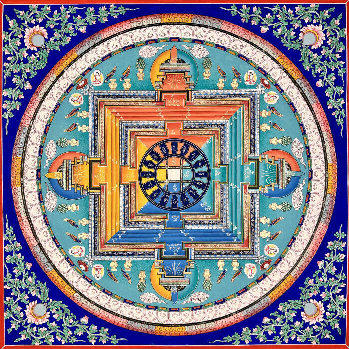 热贡画师手绘唐卡客厅书房装饰画大日如来道场观想曼陀罗坛城高50