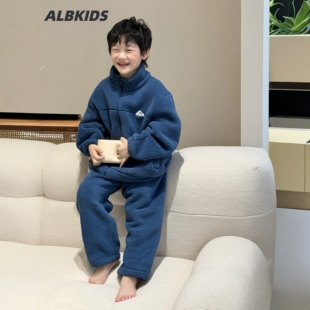 两件套 儿童家居服泡芙绒中大童家居服睡衣裤 ALBKIDS童装 2025冬款