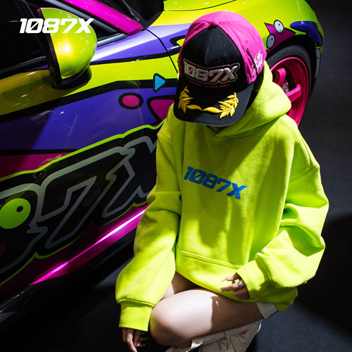 1087X秋冬新款多巴胺彩色故障码PNS系列美式重磅宽松连帽潮流卫衣