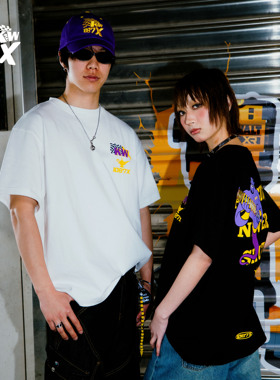 1087X联名KW溜溜哥同款联名灯神恶搞系列夏季美式宽松潮流T恤