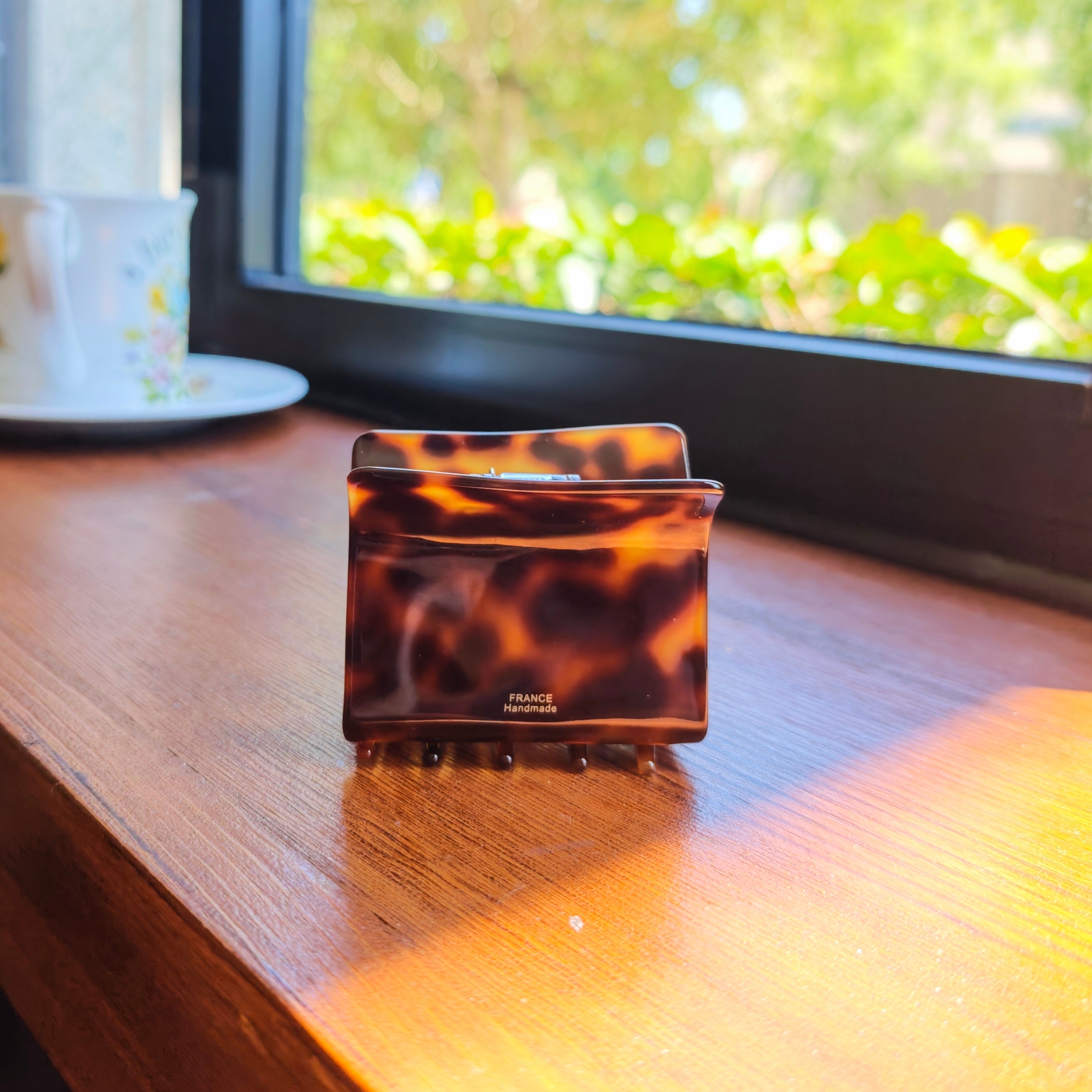 韩国进口店主自留复古鲨鱼夹方形发量多盘发夹玳瑁色气质百搭抓夹