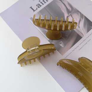 韩国进口春夏清新芥末黄中号抓夹9cm气质百搭后脑勺盘发鲨鱼夹女