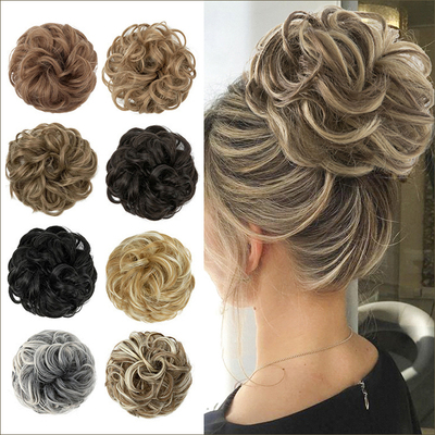 欧美假发女弹力皮筋式花苞头卷发包假发圈盘发器蓬松丸子头wigs