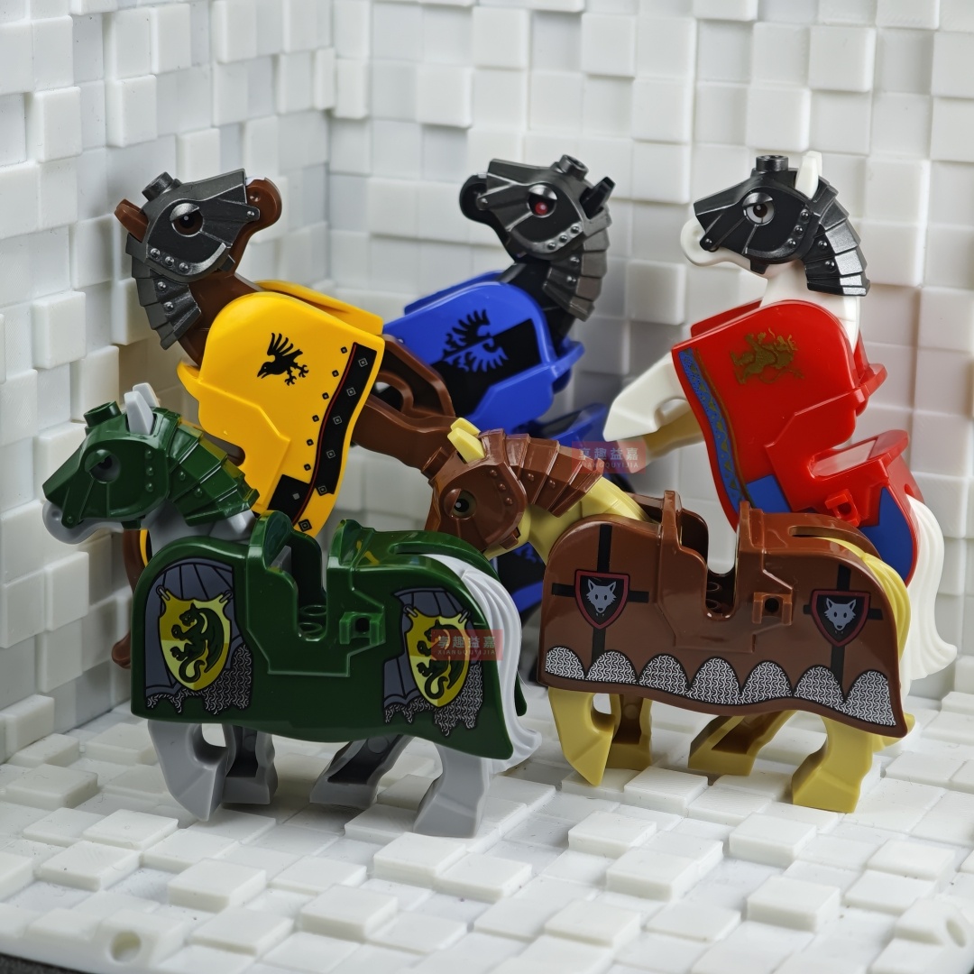 MOC国产中古城堡黑鹰龙蝙蝠乌鸦战马坐骑小颗粒积木人仔配件玩具
