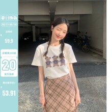 T恤女2024夏季 陆小团团小熊短袖 韩系小个子显瘦chic上衣甜辣 新款