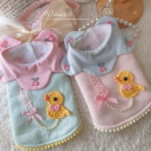 可爱小鸡加绒小外套 Vina手作 原创设计 马尔济斯约克夏泰迪狗狗