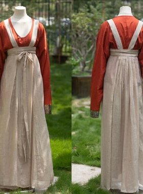 青泠谷原创北朝隋代后褶裙红橘色对襟加长通袖窄臂衫子