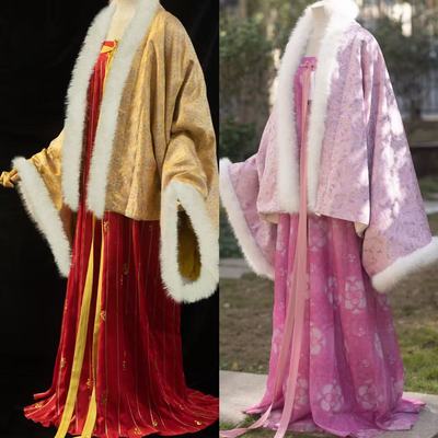 青泠谷秋冬织锦加仿兔毛中长法门寺披衫