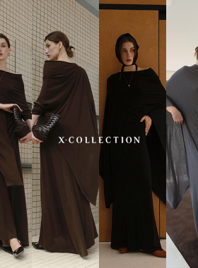 Xcollection25新品 天丝美丽诺防缩羊毛抹胸连衣裙氛围感女