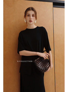 xcollection25春夏新品 天丝羊毛短袖T恤宽松慵懒原创高级