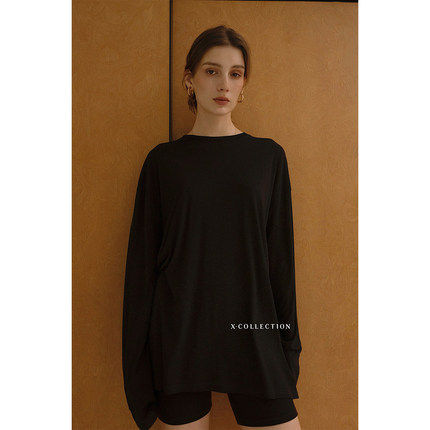 xcollection25春夏新品 天丝羊毛长袖T氛围感慵懒原创高级百搭款