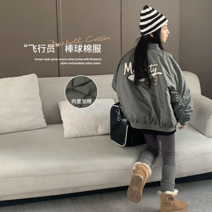 leobaby女童棒球服2023新款儿童外套棉服加厚中大童夹克保暖上衣N