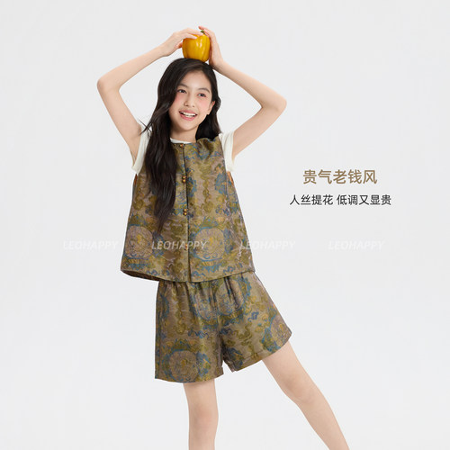 女童套装夏季儿童马甲新中式短裤