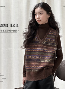 女童毛衣马甲抗起球针织衫背心