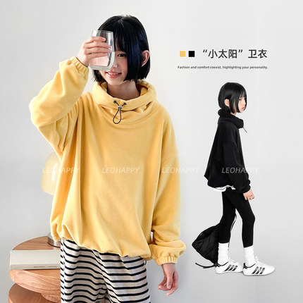 LEOHAPPY女童卫衣2025新款儿童加绒长袖套头衫抗静电亲子保暖上衣