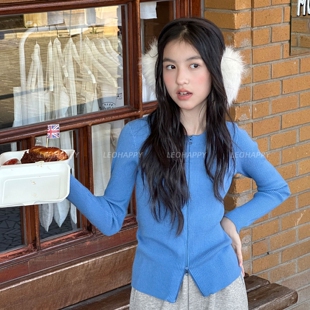 LEOHAPPY女童毛衣2026新款儿童针织开衫外套包芯纱中大童亲子上衣