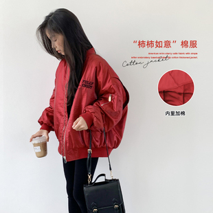 leobaby女童棉服2023新款 加棉星光缎保暖棉袄 儿童棒球服外套冬季