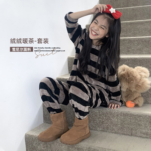 leobaby女童家居服秋冬儿童睡衣睡裤套装冬季雪尼尔保暖两件套