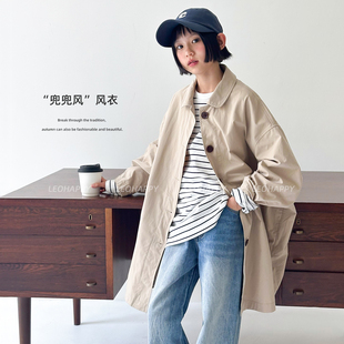 亲子英伦风大衣 女孩秋装 LEOHAPPY女童风衣中长款 儿童外套2025新款