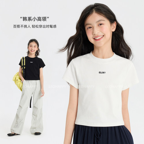 女童短袖t恤短款儿童休闲上衣