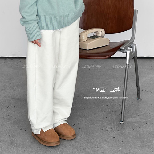 女童裤子磨毛儿童亲子休闲直筒裤