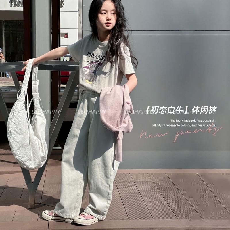 女童裤子儿童加绒双版本直筒裤