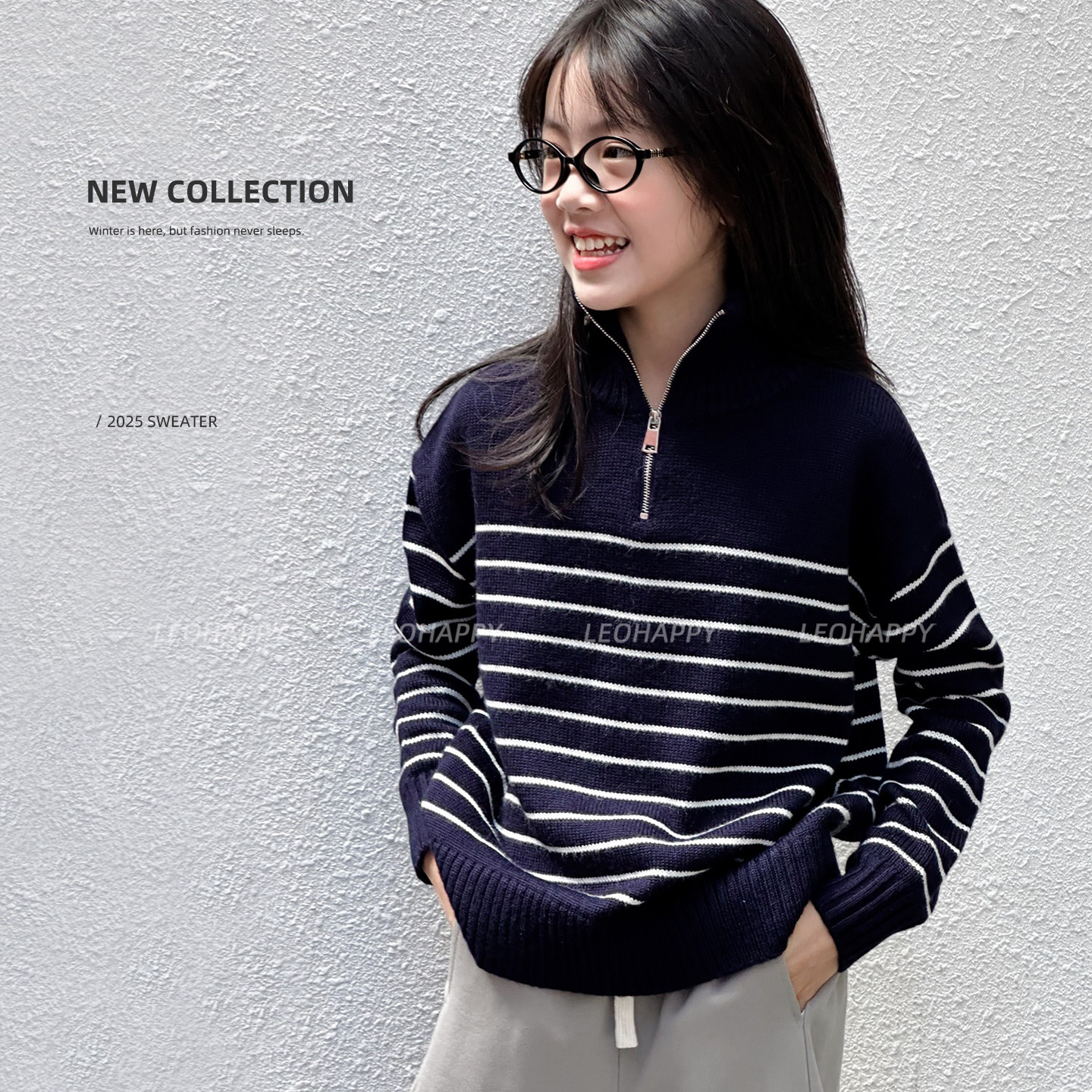 女童羊毛毛衣儿童条纹针织衫上衣