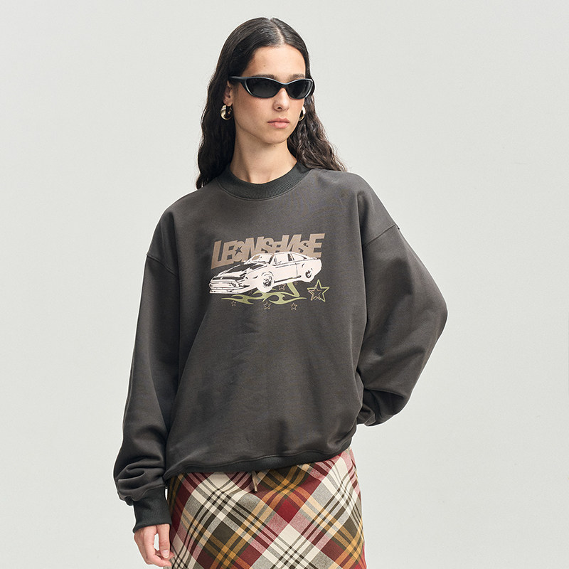 重磅纯棉毛圈圆领印花卫衣