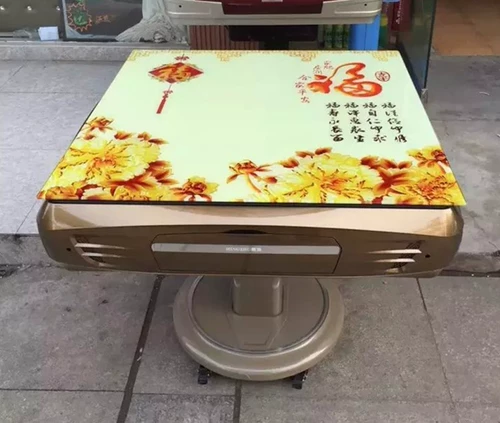 Панель настольной панели Mahjong Mahjong Машинный стальной стеклянный столик столовый стол в камеллии восемь бессмертная столовая кожная панель.