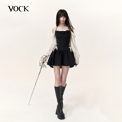 VOCK 夜幕破晓 万圣浪漫撞色拼接重工蓬蓬裙子气质显瘦礼服裙短裙