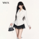 VOCK 少女弦音 日系学院风校供感白色条纹收腰显瘦通勤衬衣小个子