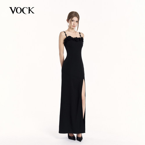 VOCK 袭以玫瑰 年会御姐气质高级轻奢感情人节修身显瘦吊带长裙子