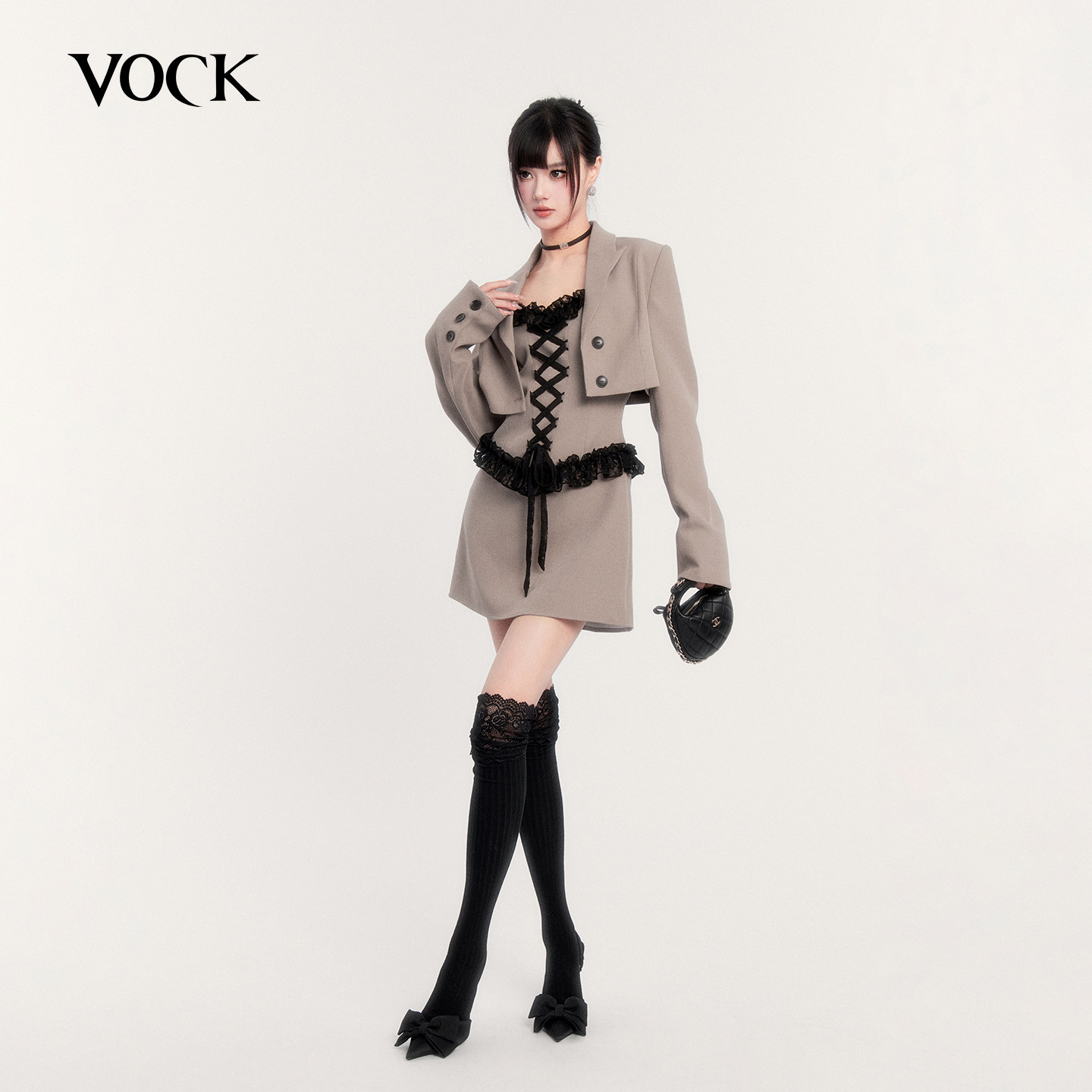 VOCK 落日初暮 高级感气质两件套蕾丝拼接吊带裙百搭短款西装外套,女装/女士精品,其它制服/套装,淘宝优惠券,粉丝福利购,淘宝优惠卷