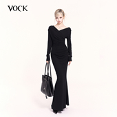 VOCK 美神降临 气质高级感情人节长裙显瘦包臀拖地鱼尾连衣裙年会