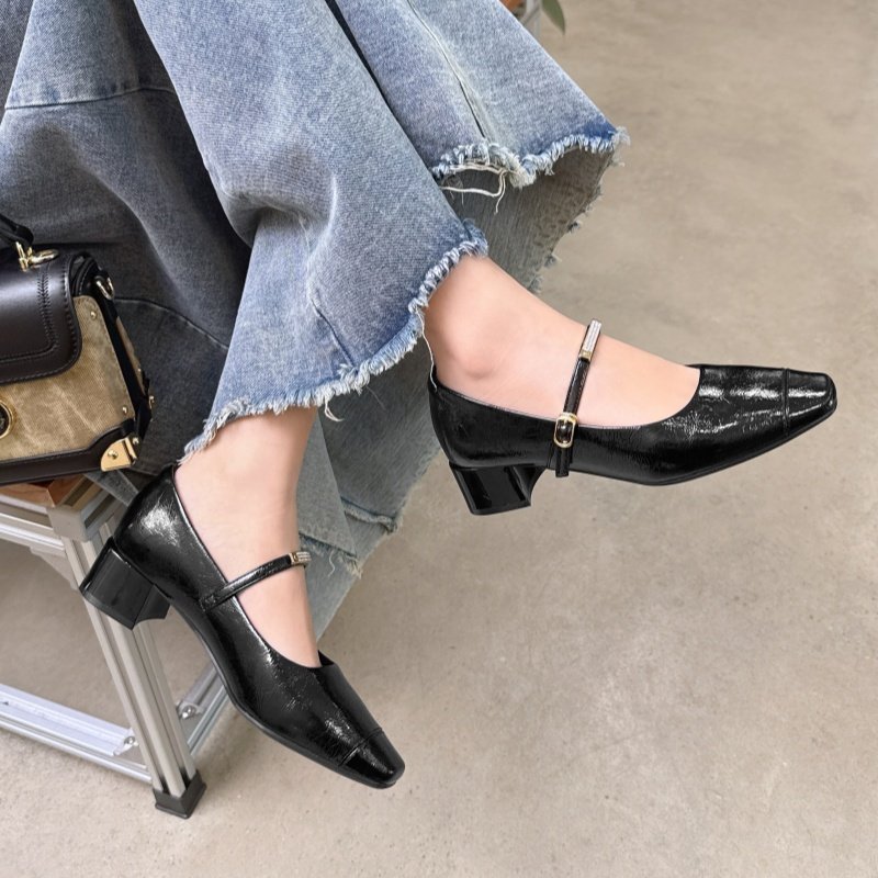 玛丽珍女鞋2025年春夏新款百搭中跟方头浅口高跟鞋粗跟一字带单鞋,女鞋,玛丽珍鞋,淘宝优惠券,粉丝福利购,淘宝优惠卷