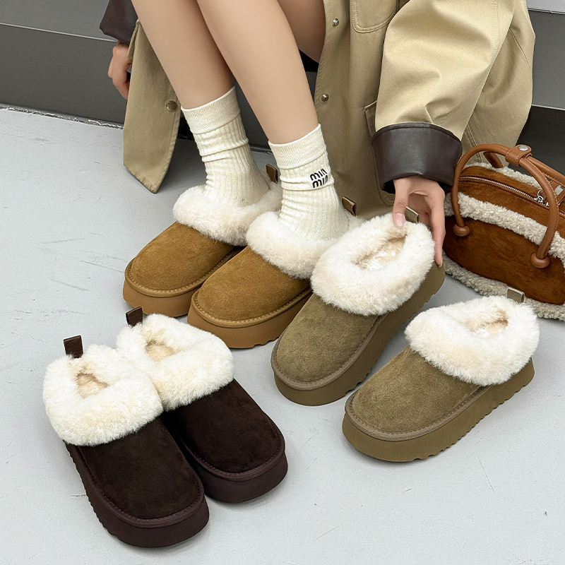 厚底加绒雪地靴毛毛勃肯大棉鞋