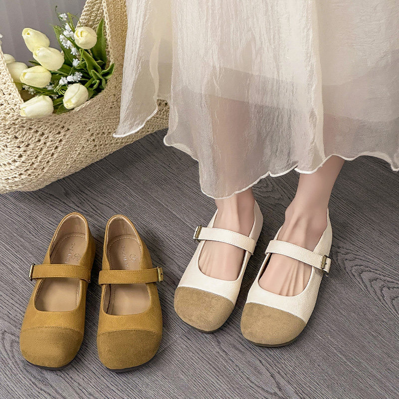 平底拼接方头百搭单鞋女2025新款春季法式复古一字带玛丽珍小皮鞋,女鞋,玛丽珍鞋,淘宝优惠券,粉丝福利购,淘宝优惠卷