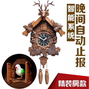 自动开门报时布谷鸟挂钟咕咕钟北欧复古风格时钟客厅钟表挂饰挂表