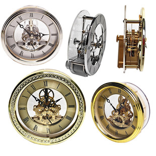 金属透明镶钻透视钟头欧式桌面摆件复古座钟配件镶嵌式透视钟胆