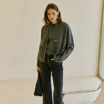 真我永恒2024冬季中裤毛衣开衫毛衫女士上衣2442B65055正品吊1199