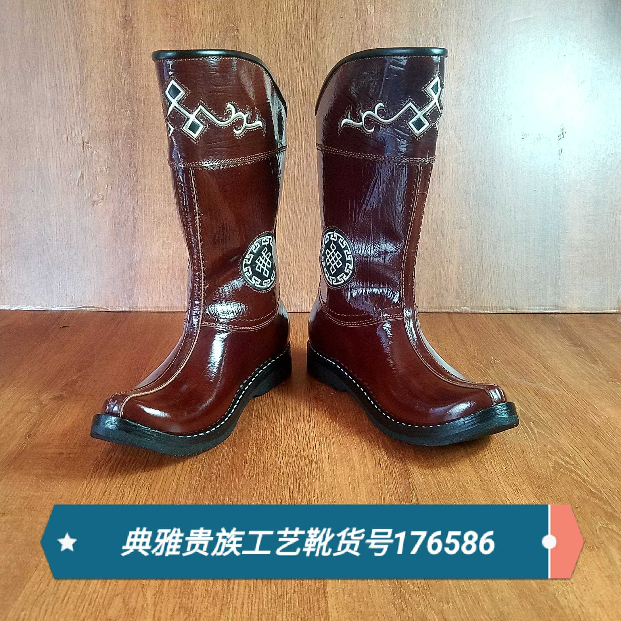 骄鹰民族风刺绣尖头牛皮马靴外贸时装靴