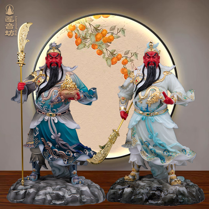 汉白玉关公神像关二爷摆件