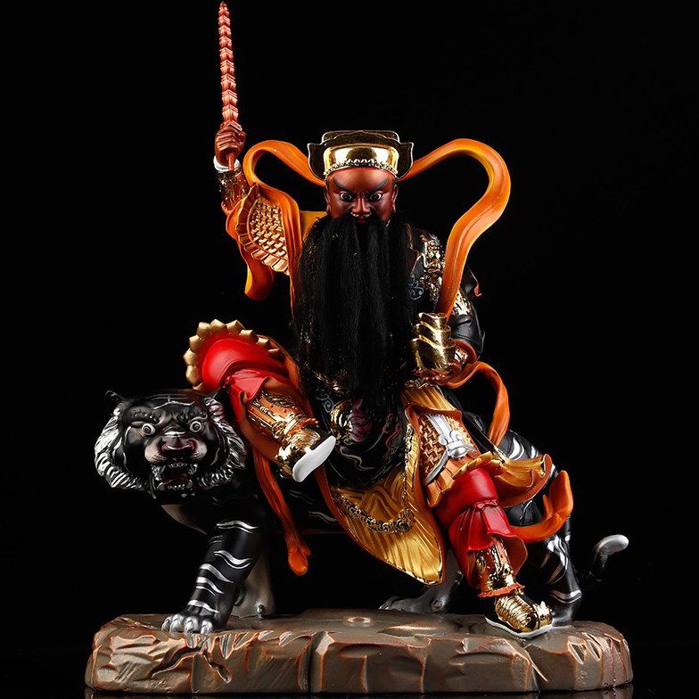 骑虎桌面武财神树脂摆件