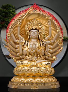 纯铜复古家居桌面准提菩萨摆件