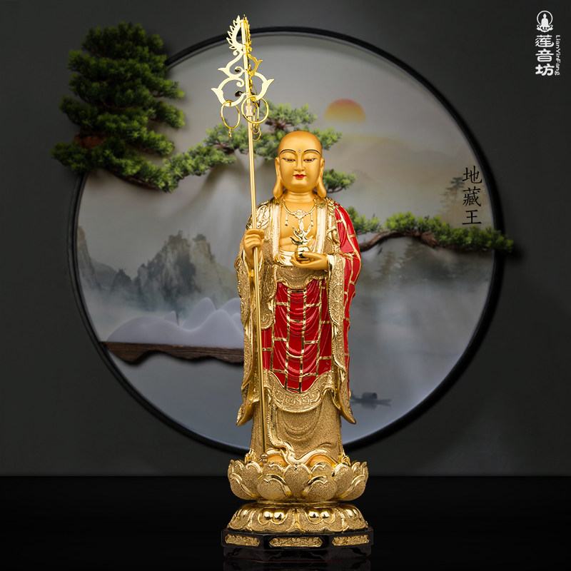树脂地藏王站像琉璃金佛像