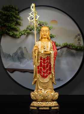 树脂地藏王站像琉璃金佛像