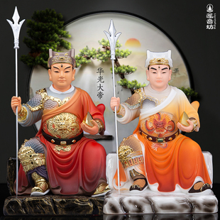 华光大帝神像马灵耀树脂玉石彩绘摆件马王爷马天君马元帅人物摆件