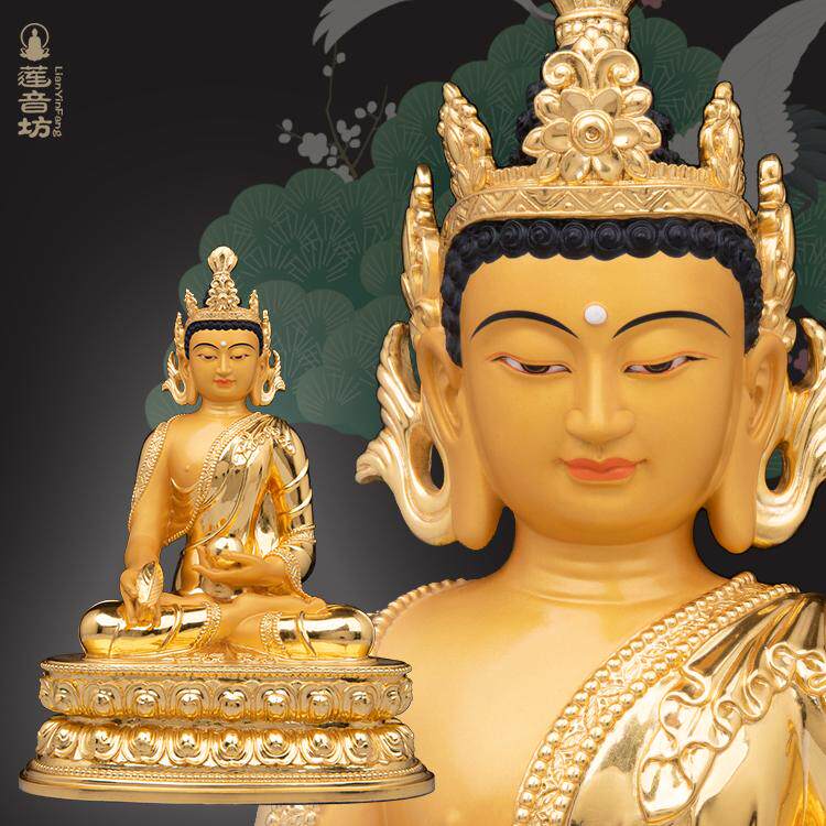 佛藏传密宗贴金纯铜药师佛